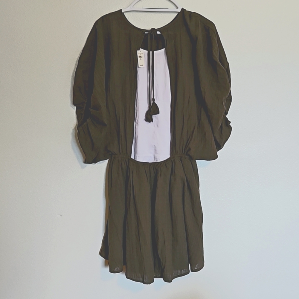 Aerie L Open Back Dress NWT Army Green - Picture 3 of 11